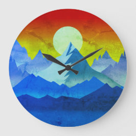 Reloj Redondo Grande Rocky Mountain Golden Hour Sun Art