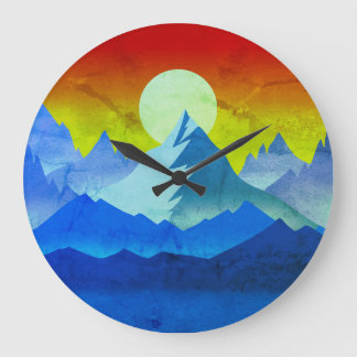 Reloj Redondo Grande Rocky Mountain Golden Hour Sun Art