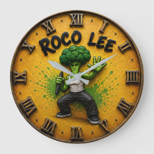 Reloj Redondo Grande Roco Lee Funny Broccoli Martial Arts