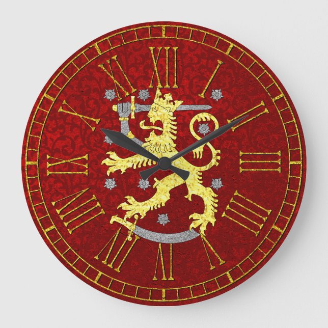 Reloj Redondo Grande Rococó rojo de Finlandia (Anverso)