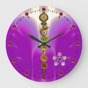 RELOJ REDONDO GRANDE ROD DE ASCLEPIUS 7 CHAKRAS,YOGA ,ENERGÍA ESPIRITUA