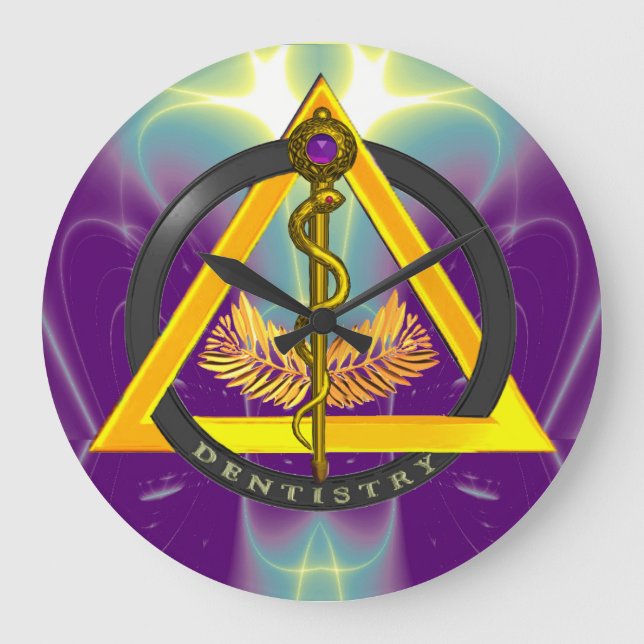 RELOJ REDONDO GRANDE ROD DE SÍMBOLO DE DENTISTRÍA ASCLEPIUS (Anverso)