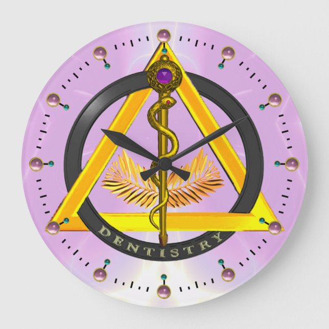 Reloj Redondo Grande ROD DE SÍMBOLO DE DENTISTRÍA ASCLEPIUS, Lilac (Anverso)
