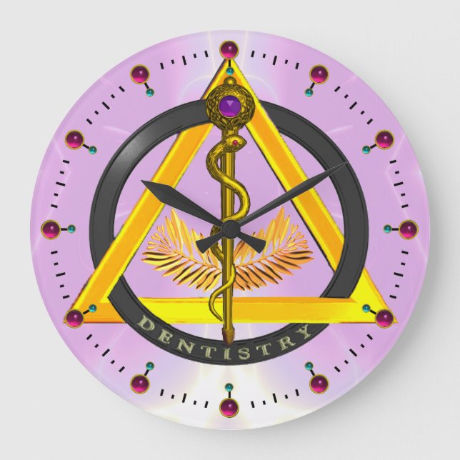 Reloj Redondo Grande ROD DE SÍMBOLO DE DENTISTRÍA ASCLEPIUS, Lilac (Anverso)