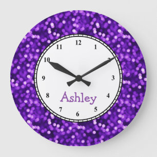 Reloj Redondo Grande Rodeo Morado Personalizado Brillante