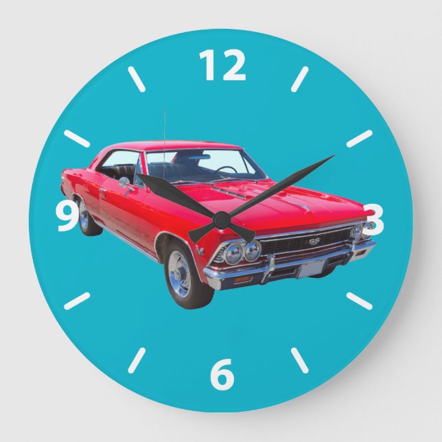 Reloj Redondo Grande Rojo Chevy 1966 Chevelle SS 396 (Anverso)