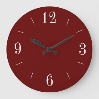 Reloj Redondo Grande Rojo con números romanos blancos >simplista