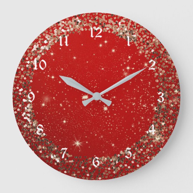 Reloj Redondo Grande Rojo de celebración (Anverso)