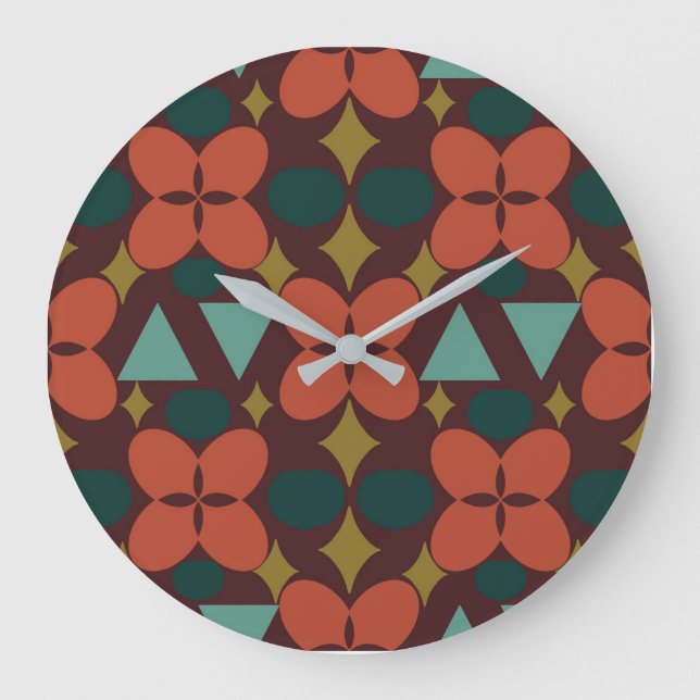 Reloj Redondo Grande Rojo de Diamante de Flor Moderna de Mediosiglo (Anverso)