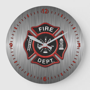 Reloj Redondo Grande Rojo de la insignia del cuerpo de bomberos