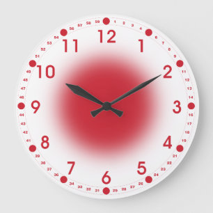 Reloj Redondo Grande Rojo de neón en blanco