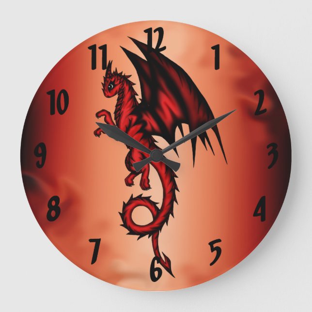 Reloj Redondo Grande Rojo del dragón (Anverso)