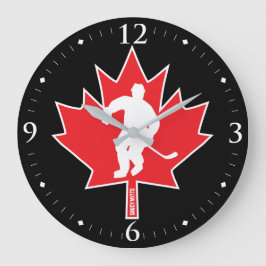 Reloj Redondo Grande Rojo del jugador de la hoja de arce del hockey de