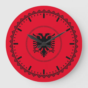 Reloj Redondo Grande Rojo del Orgullo Albanés