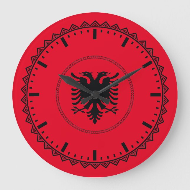 Reloj Redondo Grande Rojo del Orgullo Albanés (Anverso)
