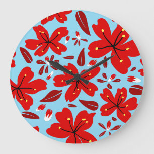Reloj Redondo Grande Rojo floral