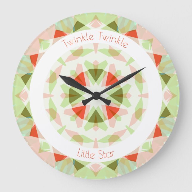 Reloj Redondo Grande Rojo Green Twinkle Little Star Baby Nursera (Anverso)