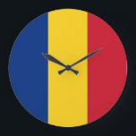 Reloj Redondo Grande Romania Flag<br><div class="desc">Romania Flag</div>