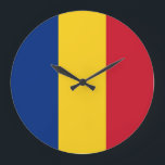Reloj Redondo Grande Romania Flag<br><div class="desc">Romania Flag</div>