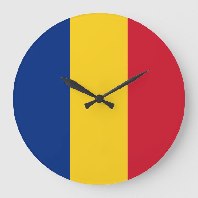Reloj Redondo Grande Romania Flag (Anverso)