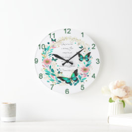 Reloj Redondo Grande Romanos 8:28 Flores y mariposas
