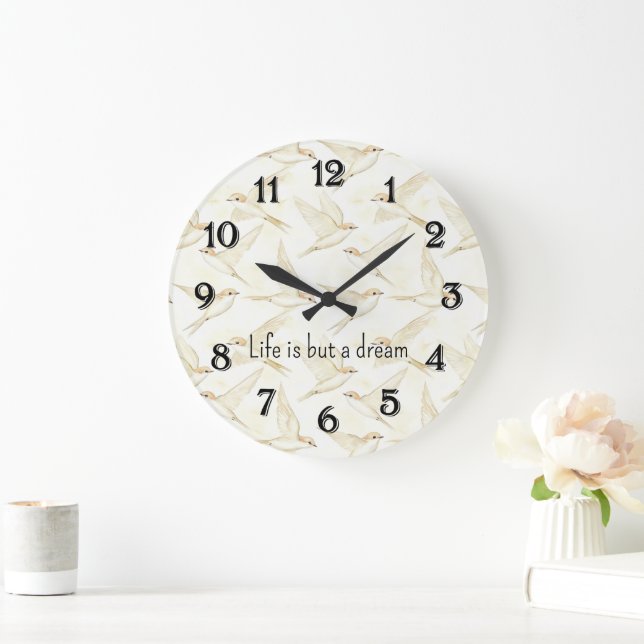 Reloj Redondo Grande Romantic life is but a dream birds   (Hogar)