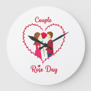 Reloj Redondo Grande "Romántico Día del Rosa 2025 🌹 💑 Amor florece