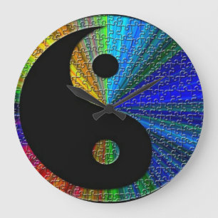 Reloj Redondo Grande Rompecabezas colorido Yin Y Yang