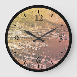 Reloj Redondo Grande Rompecabezas de vista general vintage Mónaco Monte