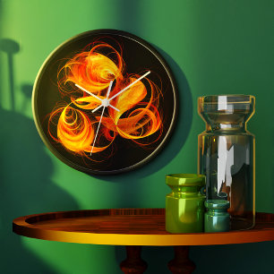 Reloj Redondo Grande Ronda de arte abstracto de bola de fuego