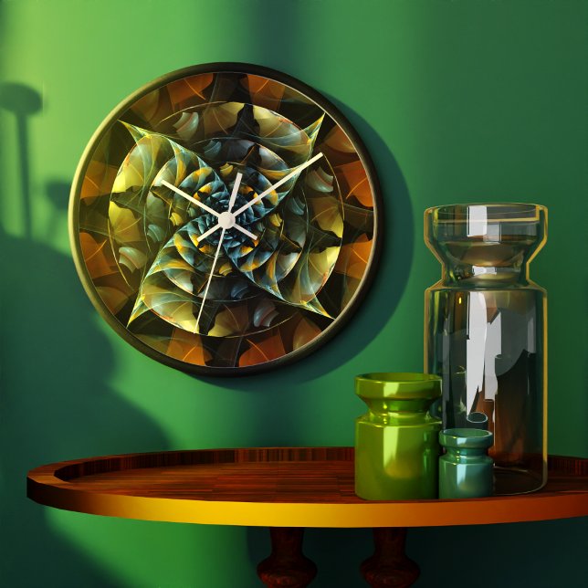 Reloj Redondo Grande Ronda de arte abstracto de PinWheeler (Pinwheel Abstract Art Round Clock)