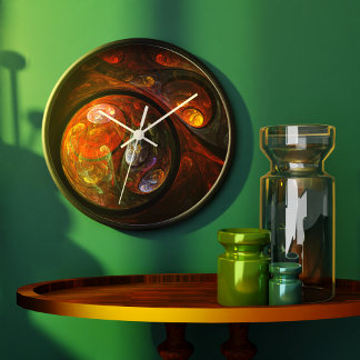 Reloj Redondo Grande Ronda de arte de resumen de conexión fluida