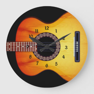 Reloj Redondo Grande Ronda de guitarra acústica negra