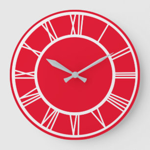 Reloj Redondo Grande Ronda roja del patrón de borde numérico romano bla