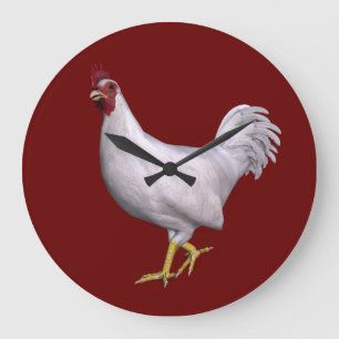 Reloj Redondo Grande Rooster blanco