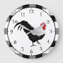 Reloj Redondo Grande Rooster con Black White Check