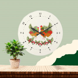 Reloj Redondo Grande Rooster con gallina