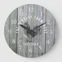 Reloj Redondo Grande Rooster de la familia Grey Wood