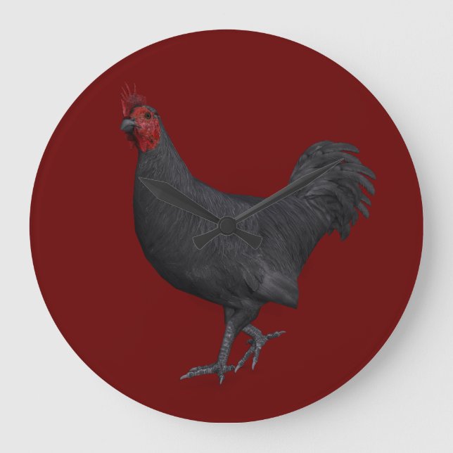 Reloj Redondo Grande Rooster negro (Anverso)