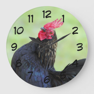 Reloj Redondo Grande Rooster negro