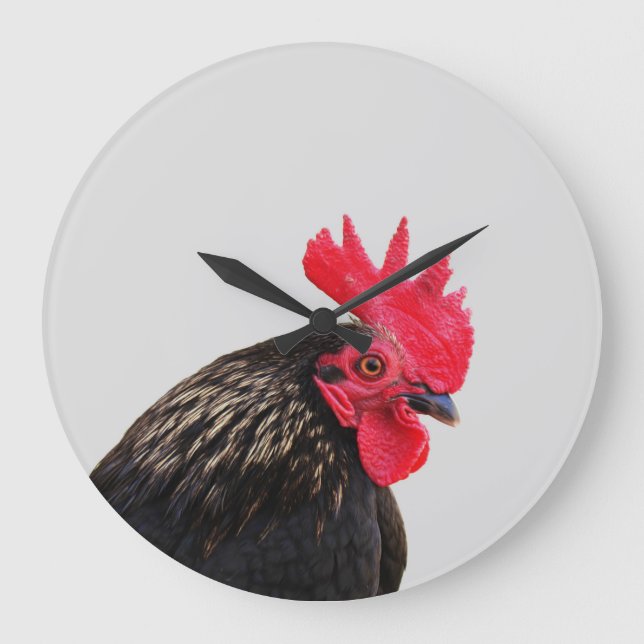 Reloj Redondo Grande Rooster negro (Anverso)