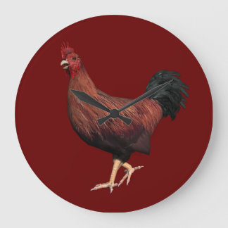 Reloj Redondo Grande Rooster Rojo