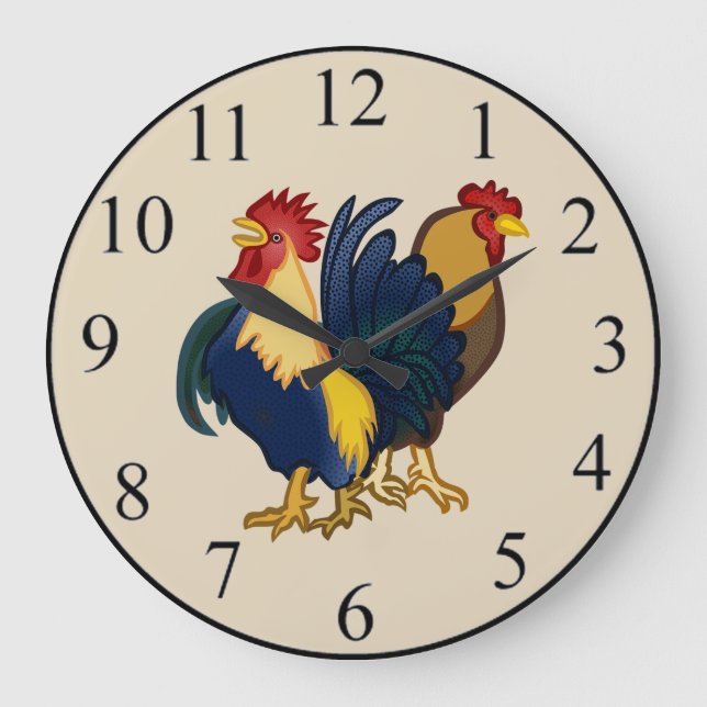 Reloj Redondo Grande Roosters (Anverso)