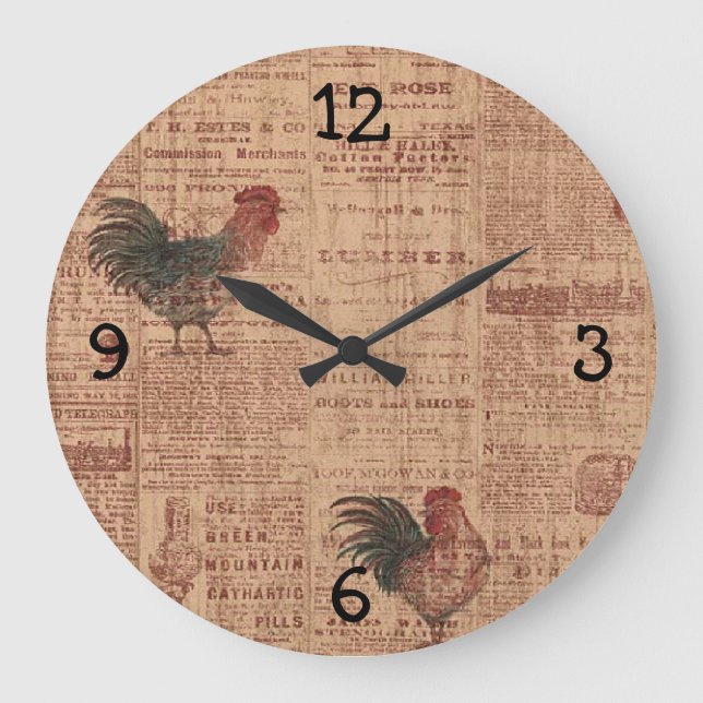 Reloj Redondo Grande Roosters de papel tapiz del país francés Imprimir  (Anverso)
