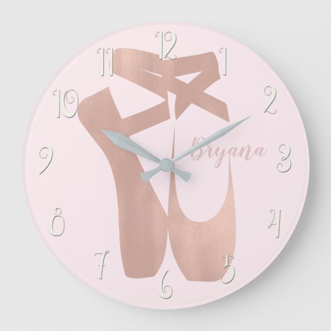 Reloj Redondo Grande Ropa de ballet rosa Ballerina Rosa Personalizada (Anverso)