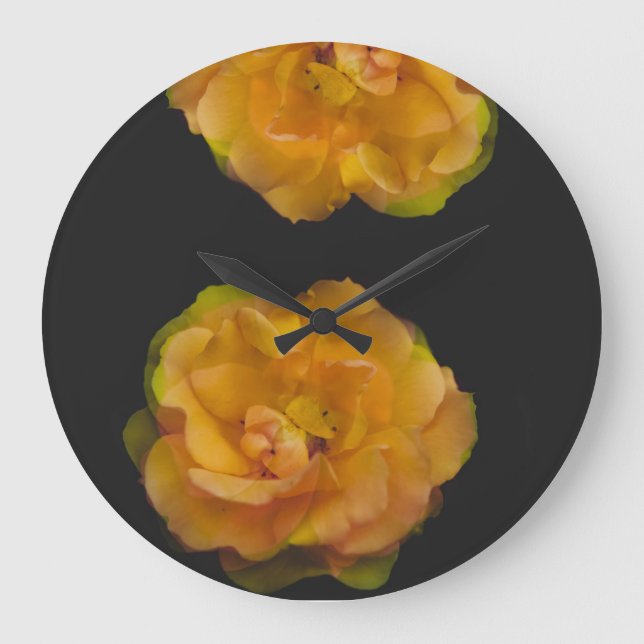 Reloj Redondo Grande Rosa amarilla (Anverso)