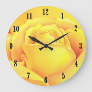 Reloj Redondo Grande Rosa Amarilla Soleada Números Negros