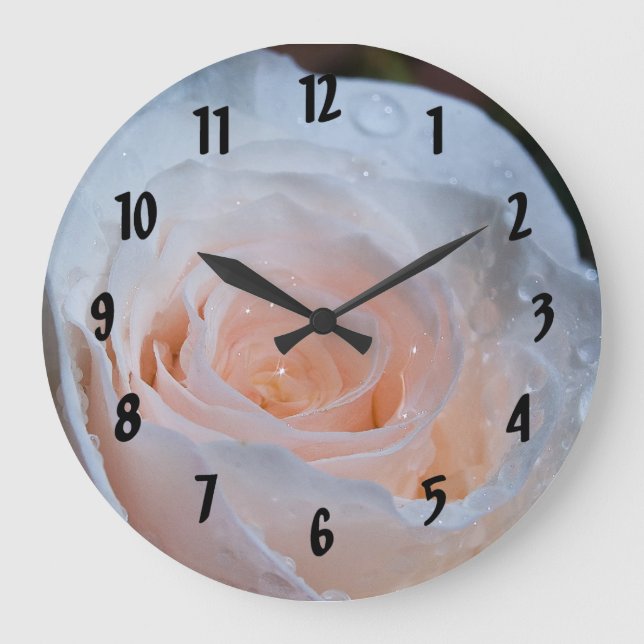 Reloj Redondo Grande Rosa blanca (Anverso)