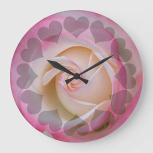 Reloj Redondo Grande Rosa Blanca Delicada
