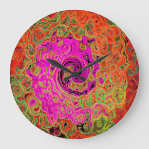 Reloj Redondo Grande Rosa Caliente Groovy Abstracto Retro Torbellino Lí